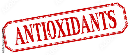 antioxidants square red grunge vintage isolated label