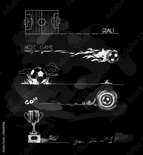 Chalk Illustration of soccer game elements
