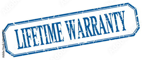 lifetime warranty square blue grunge vintage isolated label