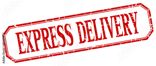 express delivery square red grunge vintage isolated label