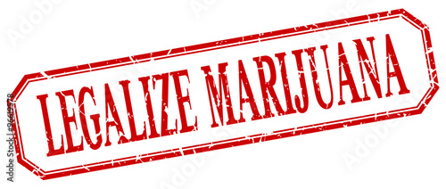 legalize marijuana square red grunge vintage isolated label