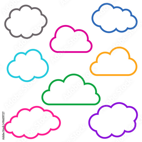 Colorful cloud outlines collection