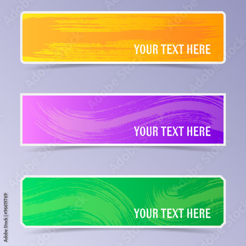 Vector banners with brush strokes
