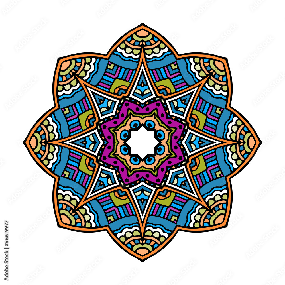 Acid color aztec mandala