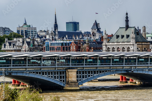 View of London skyline on Thames River. London, UK