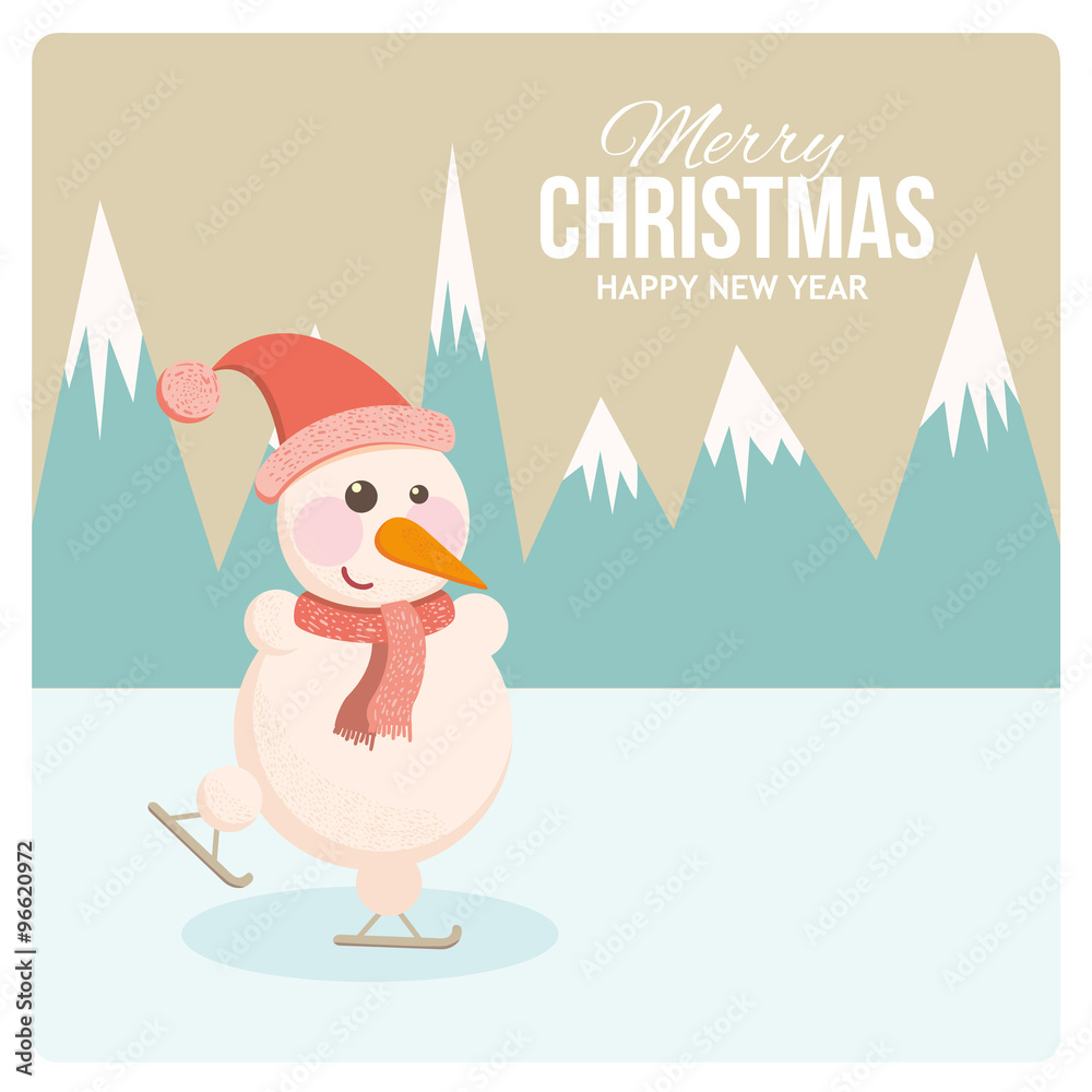Greeting card with a snowman Greeting card with a snowman