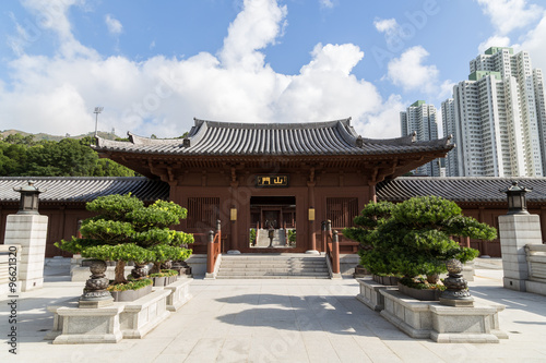 Chi Lin Nunnery in Hong Kong, China. Traditional Chinese architecture in Tang Dynasty style.