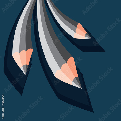 vector illustration of grey crayons on blue background