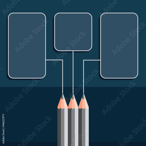 silver crayons on blue background - vector illustration