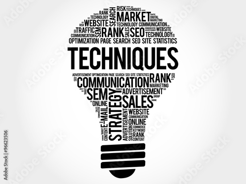 Techniques bulb word cloud, business concept #96623506