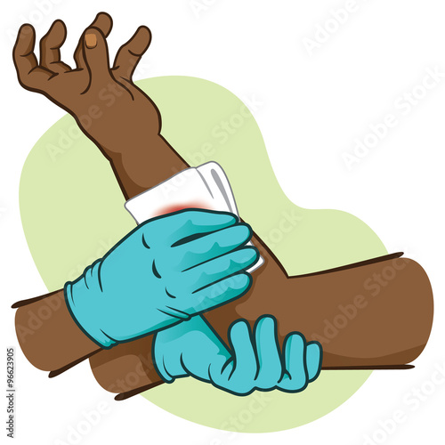 First Aid, bleeding control rising injured member afrodescendant