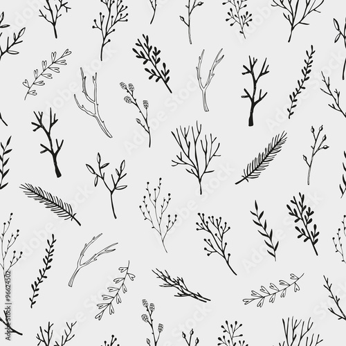 
 Сохранить
Скачать изображение для предпросмотра
Plants and leaves seamless pattern. Nature vector background