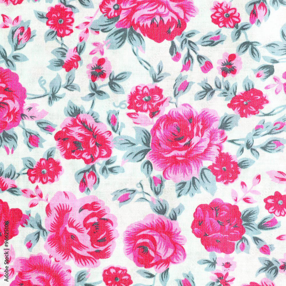 Rose bouquet design Seamless pattern on fabric as background Rose bouquet design Seamless pattern on fabric as background