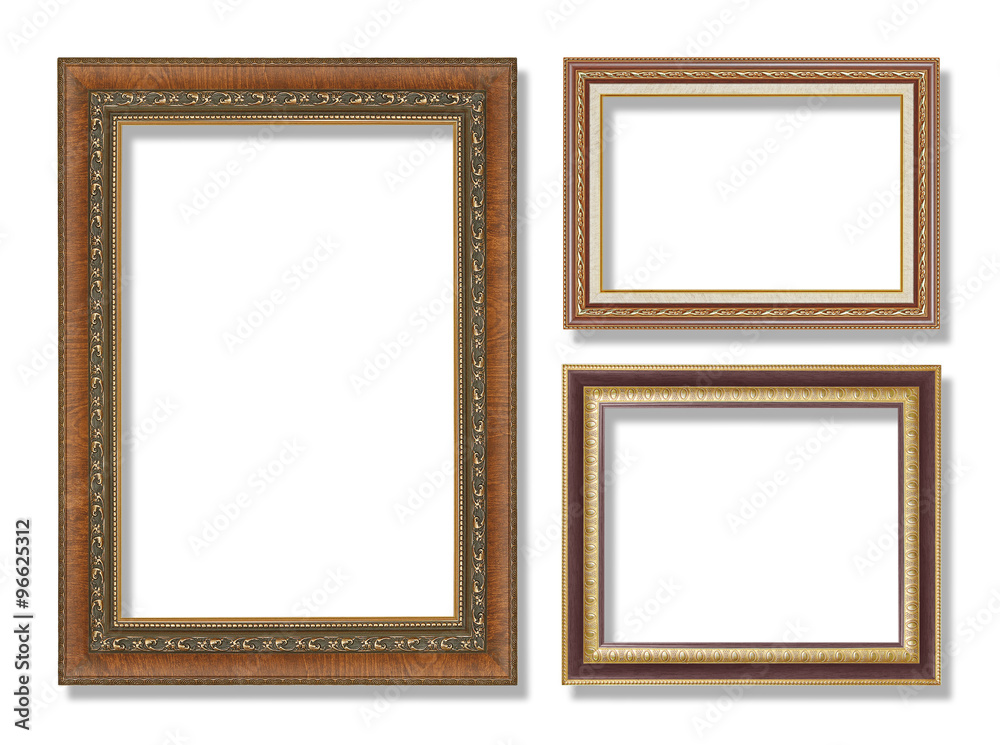 Set antique gold frame isolated on white background Set antique gold frame isolated on white background