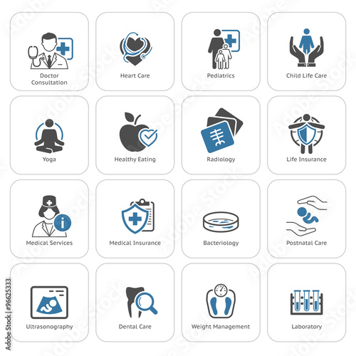 Medical and Health Care Icons Set. Flat Design.