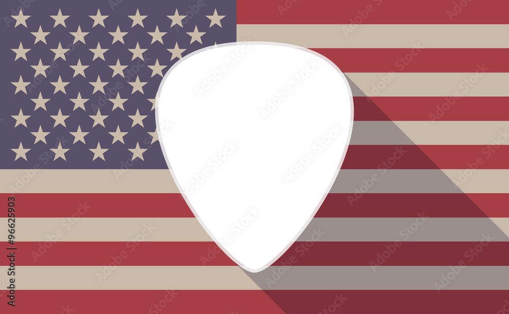 Obraz premium Long shadow vector USA flag icon with a plectrum