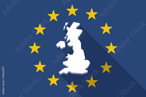 European Union  long shadow flag with  a map of the UK