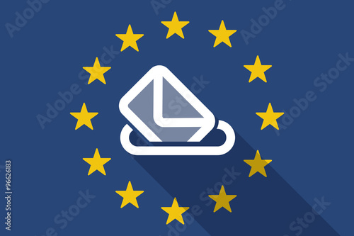 European Union  long shadow flag with  a ballot box