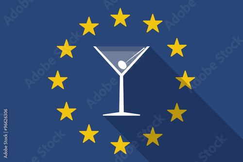 European Union  long shadow flag with a cocktail glass