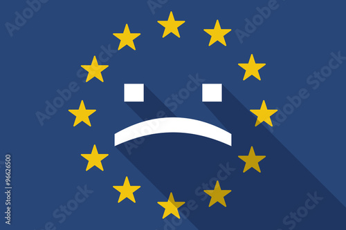 European Union  long shadow flag with a sad text face