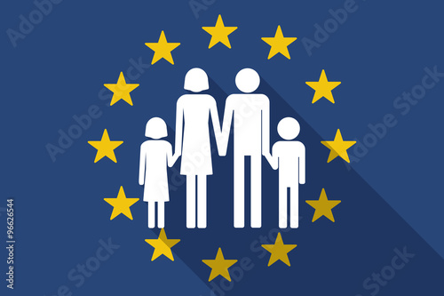 European Union  long shadow flag with a conventional family pict