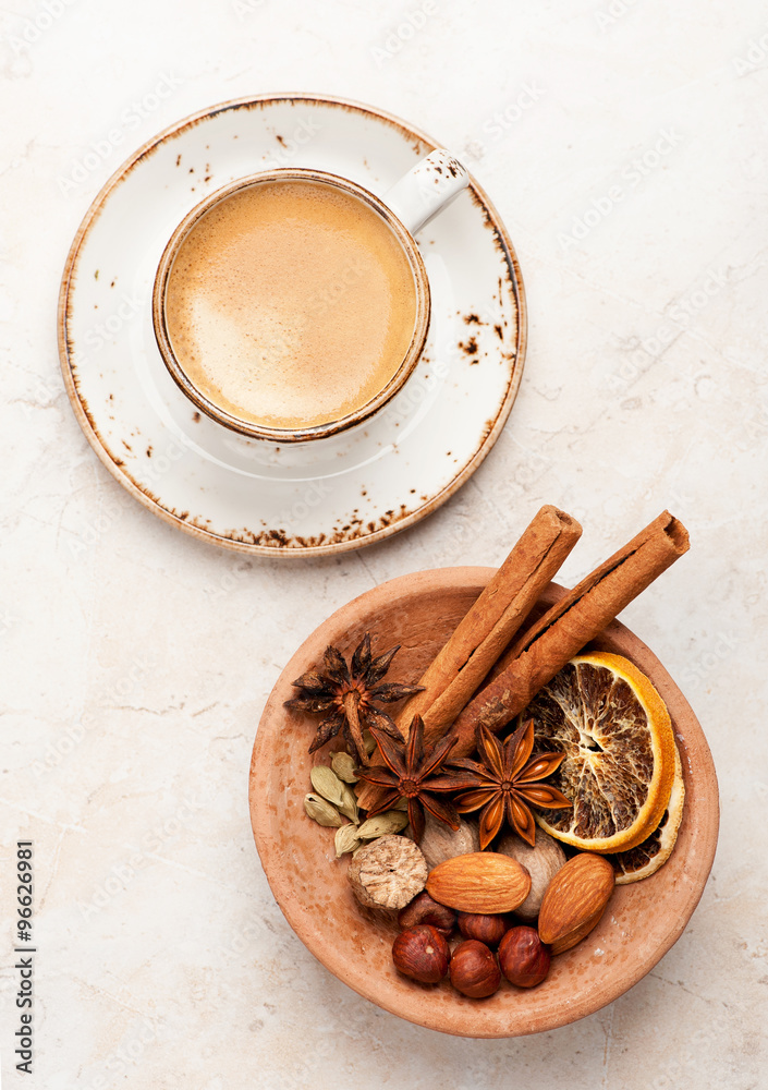 cup espresso coffee and spices cup espresso coffee and spices