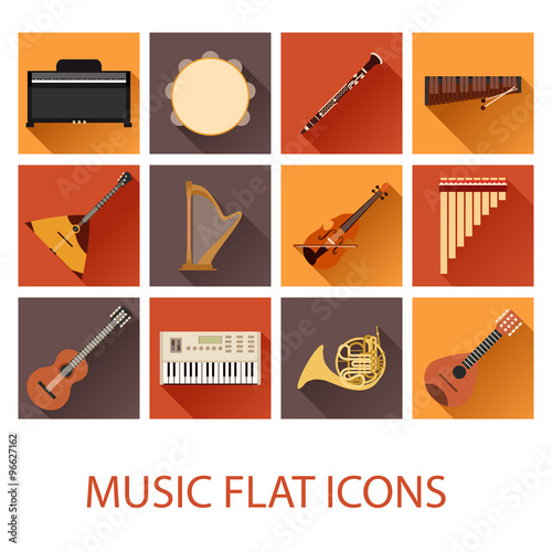 Set of flat music icons