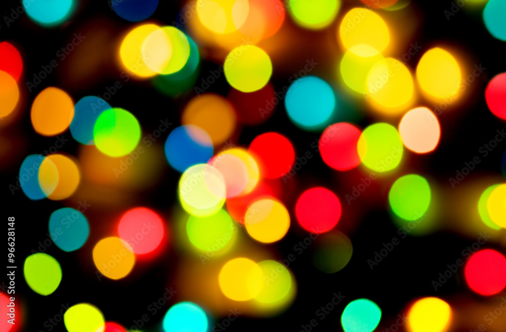 Abstract background of multicolored holiday lights
