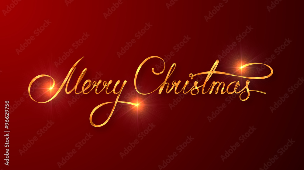 Gold Text Design Of Merry Christmas On Red Color Background Gold Text Design Of Merry Christmas On Red Color Background