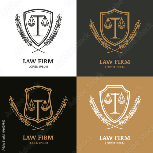 Set of vector linear vintage law firm logo template.