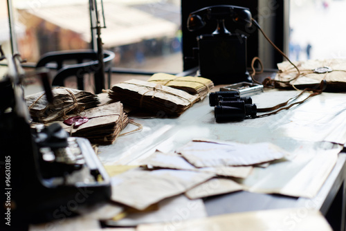 Desk in a old military office photo