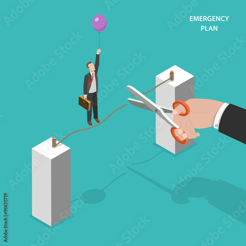 Business emergency plan isometric vector concept.