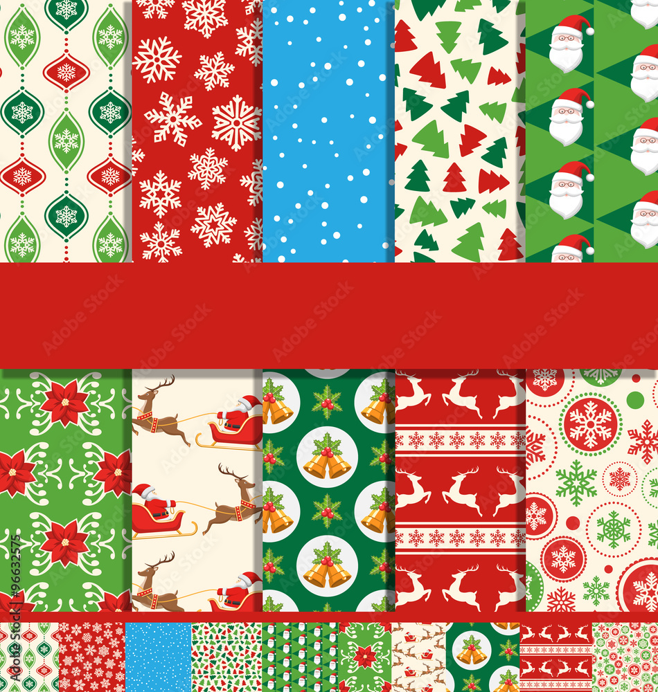 Set of 10 Seamless Bright Christmas Patterns Set of 10 Seamless Bright Christmas Patterns