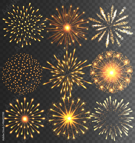 Golden Festive Firework Salute Burst on Black