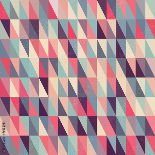 Vector Seamless Multicolor Triangle Grid in Shades of Pink Blue and Purple