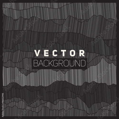 Vector Black and White Subtle Lines Abstract Mountainscape Dark Background
