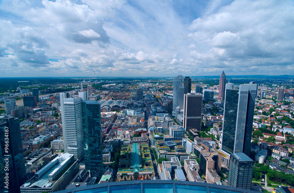 Top view of city Frankfurt am Main in Germany