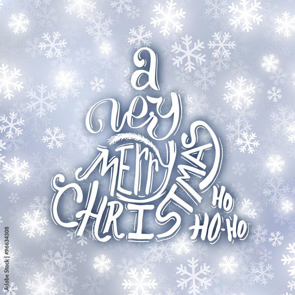 Very Merry Christmas typography. Greeting card