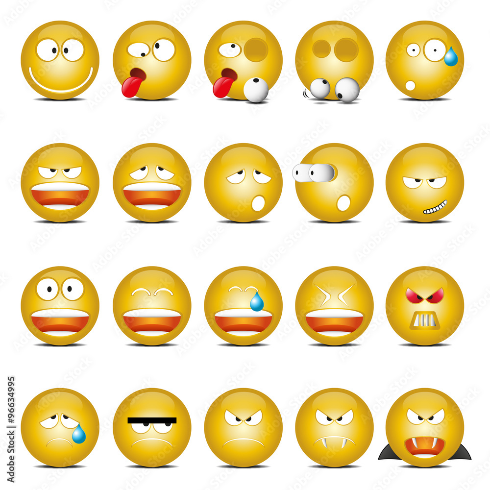 Yellow shine glass emoticons