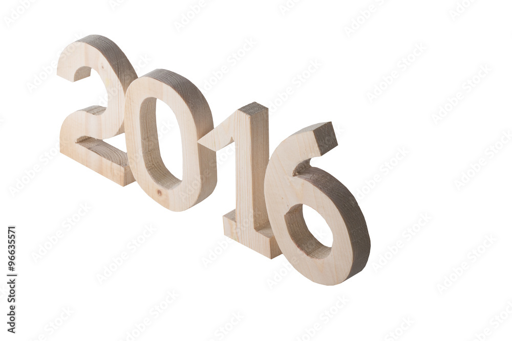 Light wooden figures 2016 on background. Decorative element for Light wooden figures 2016 on background. Decorative element for