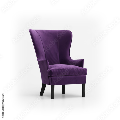 Isolated violet velvet armchair photo