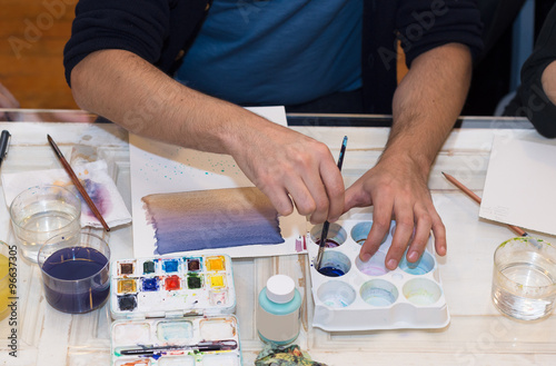 Mixing Colors in a painting Class