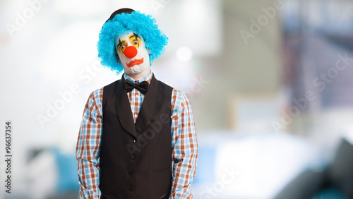 Принти на полотні portrait of a funny clown over white