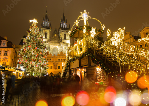Photography The Old Town Square in Prague at winter night