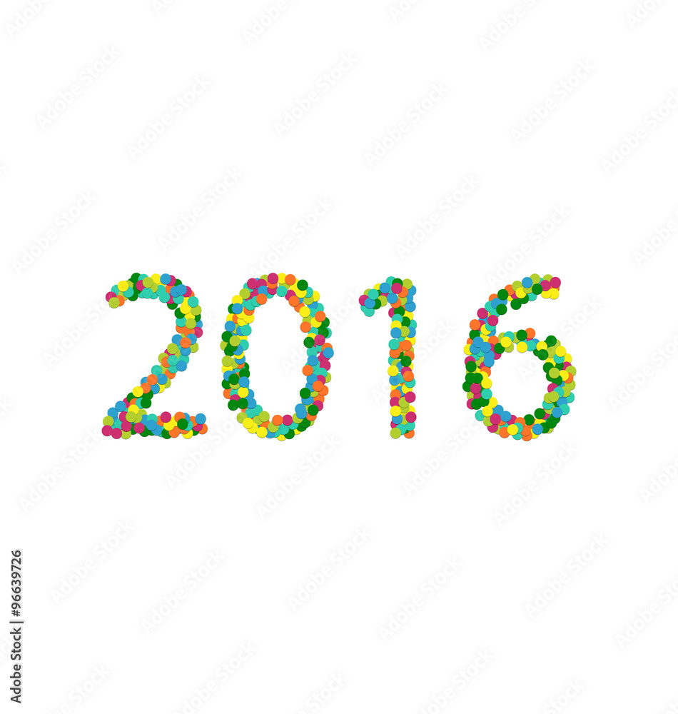 New year 2016 lettering colourful confetti New year 2016 lettering colourful confetti