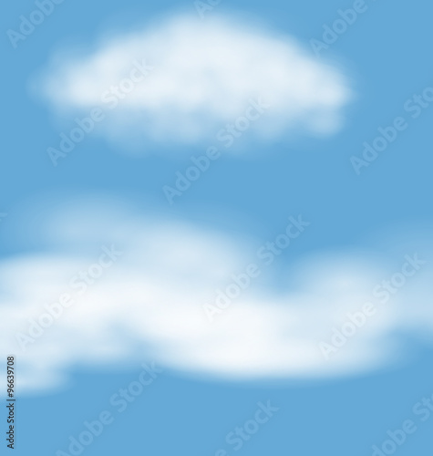 Landscape atmosphere fluffy white clouds blue sky
