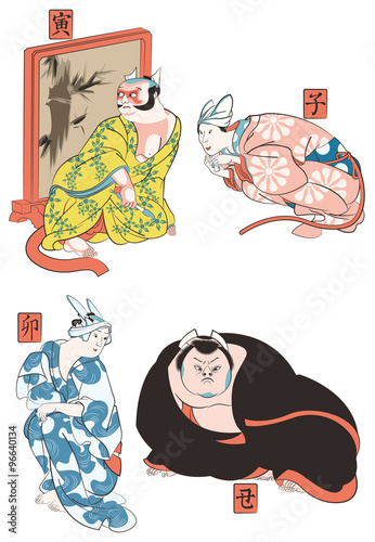 歌川国芳 道外 見富利十二志のイメージイラスト