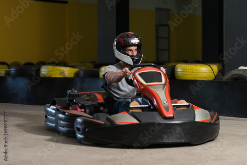 Young Man Karting Racer