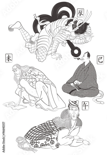 歌川国芳 道外 見富利十二志のイメージイラスト
