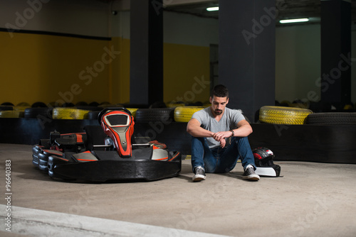 Frustrated Man Angry At The Karting Game